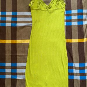 Zara Lime Ribbed Midi