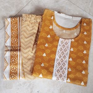 Cotton Kurti Dupatta & Pajama