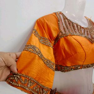 Orange Sequin Wedding Lehenga Choli