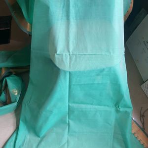 Sea Green Sari With running Blouse