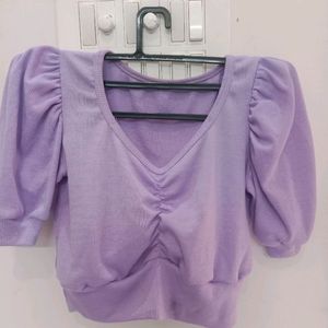 Puff Sleeves Crop Top 💜 Purple