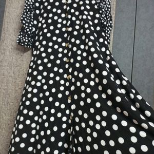 Branded Black Polka Plussize Midi Dress 👗