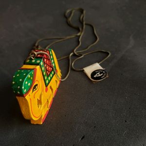 Wooden Elephant Pendent (Yellow)