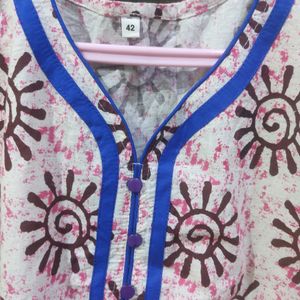 Beautiful Floral Kurta Pink And White colour