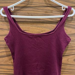 Purple Ribbed Sleeveless Top