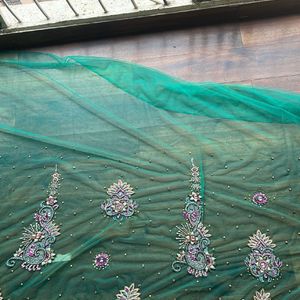 Sea Green Embroidered Saree