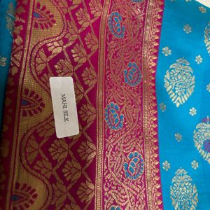 Blue And Pink Saree For Weeding