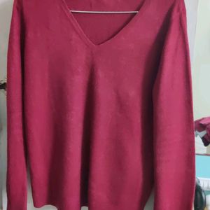 Price Drop V neck Maroon Full Sleeves Top