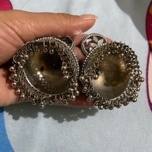 Mirror Oxidised Jhumka