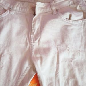 White Damage Jeans For Women