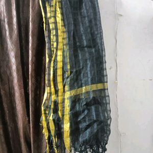 Black Dupatta With Golden Lace