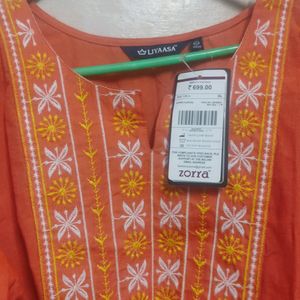 New Orange Kurta Dual Tone With Pink Shade