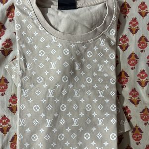 LV Beige Drop Shoulder Tshirt