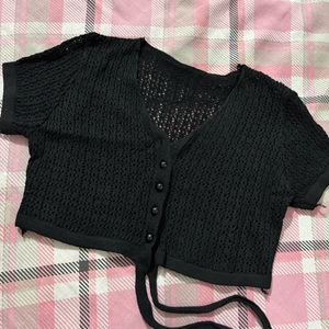 Crochet Black Crop Top