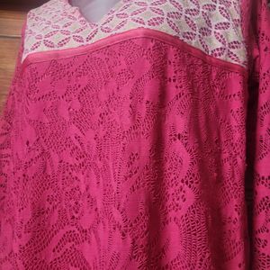 ≈** Trendy Pink Net Kurti With Lace**