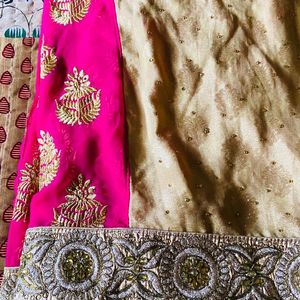 Soft Double colour heavy work saree