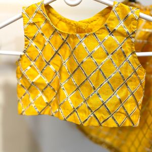 Yellow Gotta Work Lehenga For Little Girl