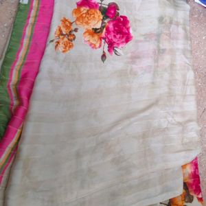 Floral Cream Color Saree