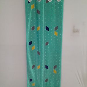 Cyan Green Printed Curtains Set Of 2