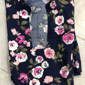 Floral Blue Kurti