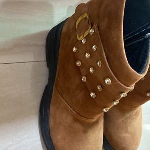 Shining High Heels Platform Coffee Brown boots