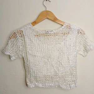 White Casual Crop Top (Girls')