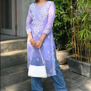 Purple Georgette Kurti Bilkul New One Time Wear