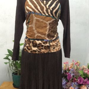 Brown printed Dress