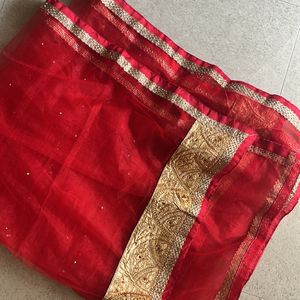 Unstitched Red Lengha