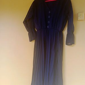 Black Pleeted Georgette Dress