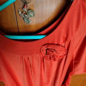 Rust Orange Colour Polycrepe Top