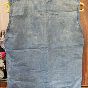 Denim Chinese Collared Top