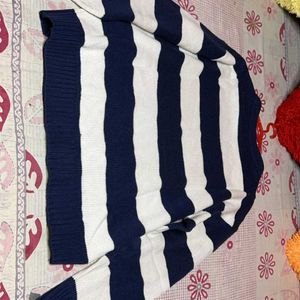 Blue And White Woolen Crop Top