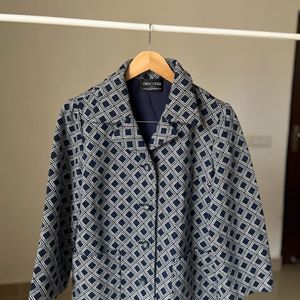 MECOMA Blue Textured Jacquard pattern Blazer