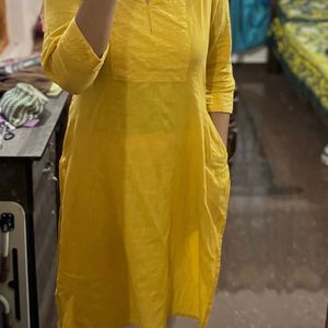 Mustard Straight Fit Kurta