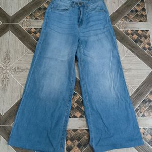 Blue Washed Flared Jeans