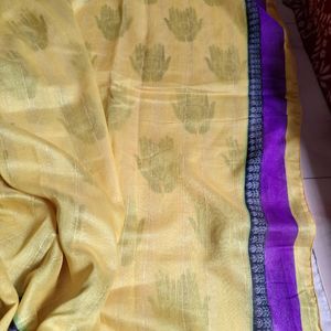 NEW Cottonsilk Mehendi Design Saree With Blouse