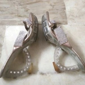 3.5 Height Heels Pink Shimmer Fancy Sandals