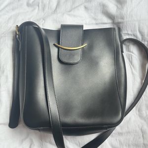 Black Leather Sling bag