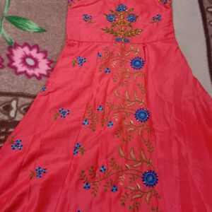 Embroidery Ethnic Long Dress With Pant And Dupatta