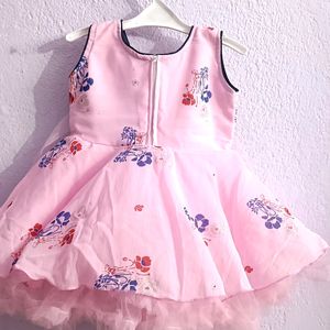 Pink Party Wear Frock For Baby Girl