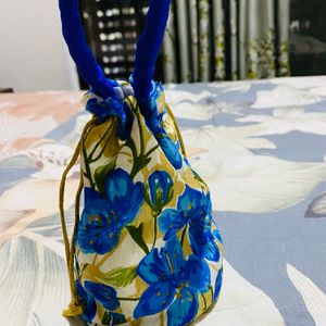 Blue Floral Potli Bag