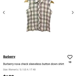 Burberry Nova Check Sleeveless Button Down Shirt