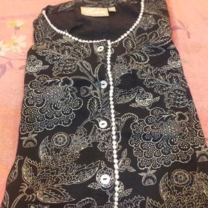 Beutyfull Black Kurta Pure Cotton Blend