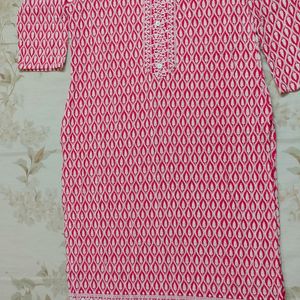 Chikankari Kurta Red And White (New)