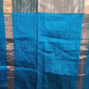 Festive Silk Sari Cyan Colour