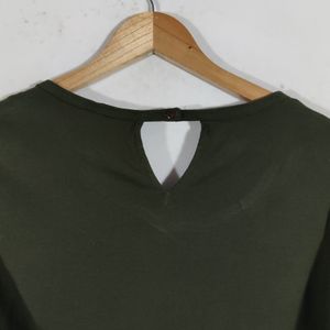 Green Full Sleeves Round Neck Top (Women's)