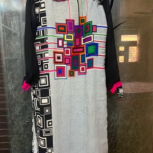 Pure Crepe Kurta With Georgette Sleeves