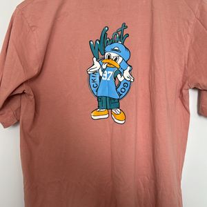 Peach Tshirt With Both Side Print 38 Chest