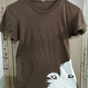 Brown Casual Wear T-shirt